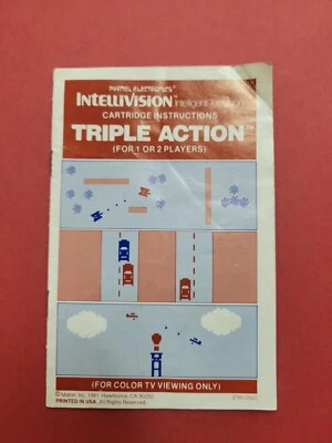 Triple Action Intellivision MANUAL ONLY Authentic Mattel MANUAL - Image 1 of 2