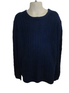 Autumn Merino Cashmere Inkblot Blue Crew Neck Cable Knit Sweater Kid's Size 14 - Picture 1 of 6