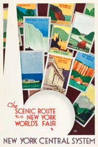 Ny Worlds Fair 1939 Scenic Route Vintage Railroad Travel Wall - POSTER 20"x30" - Picture 1 of 3