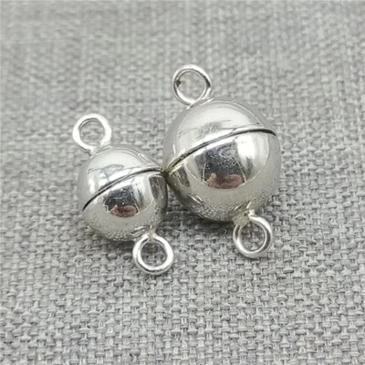 2 Sterling Silver Oxidized Magnetic Clasps 925 Silver Round Magnet Clasp 6mm 8mm - Image 1 of 4