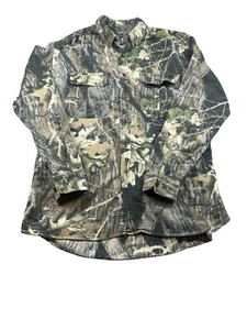 Vintage Ozark Trail Flannel Shirt Mens L Green Camouflage Mossy Oak breakup - Picture 1 of 6