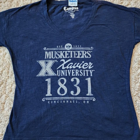 Xavier University Musketeers: "1831" T-Shirt, Size Womens Large, Color Blue, NWT Cover