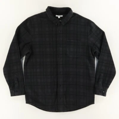 Threads 4 Thought Fleece Flannel Plaid Button Down Shirt Black Men's L - Image 1 of 4