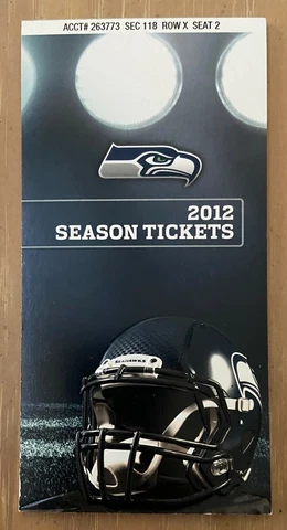 RUSSELL WILSON PS DEBUT - 2012 NFL SEATTLE SEAHAWKS FULL FOOTBALL TICKET BOOK Cover