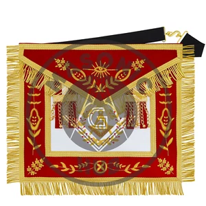 Master Mason Scottish Rite Sheep Apron – Red Velvet with Gold Bullion Embroidery - Picture 1 of 8