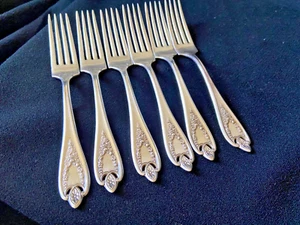 1847 Rogers Bros Old Colony 1911 Salad Forks 7-1/8" NO Monogram (6) - Picture 1 of 3