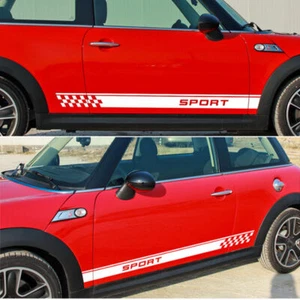 2 PIEZAS Calcomanía Adhesiva Gráfica Bandera Coche Deportivo Para Mini Cooper R53 Falda Lateral Rayas - Imagen 1 de 6