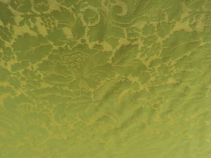 Olive & Gold Damask/Brocade Rose & Leaf Burnished Metallic Gold Matte Olive 54 W - Picture 1 of 8