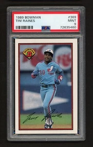 1989 BOWMAN TIM RAINES #369 MONTREAL EXPOS HOF ROCK PSA 9 MINT - Picture 1 of 3
