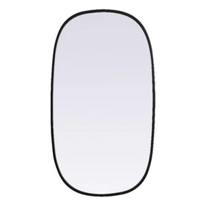 Elegant Decor Brynn 20x36" Oval Modern MDF Wood/Iron Mirror in Black - Picture 1 of 11