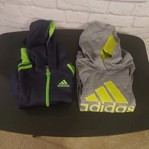 Adidas Size 6 Boys Hoodie And Zip Up Dark Gray And Light Gray - Picture 1 of 6