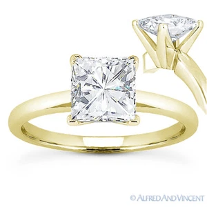Square Forever Brilliant Moissanite Solitaire Engagement Ring in 14k Yellow Gold - Picture 1 of 4
