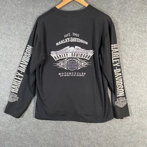 Harley Davidson Shirt Womens Medium Black White Motorcycle Embroidered Vintage - Picture 1 of 12