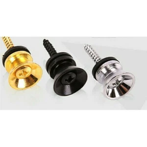2Pcs Black Gold Electric Guitar Strap Button Lock Pins Peg For Acoustic Bass - Picture 1 of 13