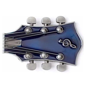Music Guitar Belt Buckle Western Cowboy Native American (GTR-02-BLU) - Picture 1 of 2