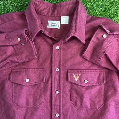 Vintage 80s Duxbak 2XL Red Heavyweight Flannel Long Sleeve Button Up Shirt USA - Image 1 of 4