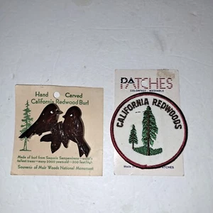 Redwood National & State Parks Souvenir Kalifornien Aufnäher und handgeschnitzte Anstecknadel - Bild 1 von 9
