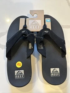 Reef Men's Fanning Bottle Opener Flip Flops Size 10 Black NEW - Picture 1 of 5