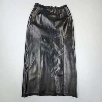 Falda midi lápiz cuero suave piel de cordero negra genuina Danier vintage años 90 EE. UU. 10  Foto 1 de 4
