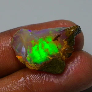 Großer Opal grob 10,00 Karat natürlicher äthiopischer Ölopal roh, Feueropal Edelstein - Bild 1 von 12