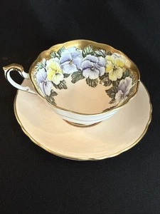 Paragon Double Warrant Porcelain Teacup & Saucer Large Poppy Flowers Blue & Gold - Picture 1 of 6