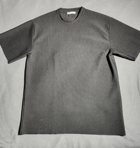 T-shirt uomo Zara piccola nera maglia pesante manica corta girocollo a costine moda - Foto 1 di 17