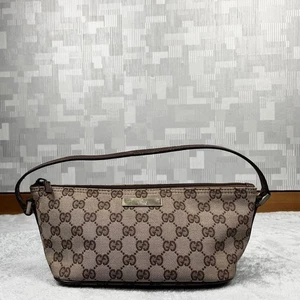 GUCCI 039.1103.2123 GG Accesorio Bolsa Bolso de Mano Beige Marrón Cuero de Japón - Imagen 1 de 24