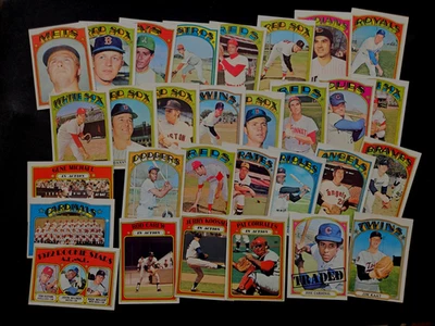 1972 Topps High #659-786 Baseball Lot 30 Carew Kaat Milner RC IA TM Traded EX - Image 1 of 4