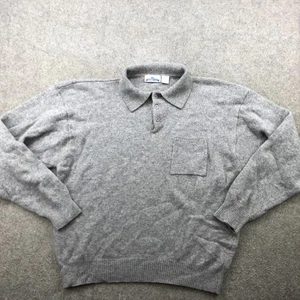 Trader Bay Sweater Mens XL Gray Lambswool Polo Collar Pullover Pocket Classic - Picture 1 of 15