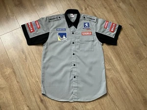 Vintage Peugeot Sport World Rally Car WRC Shirt Size M Grey Pit Crew Mechanic - Picture 1 of 15