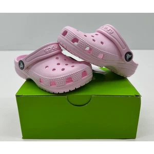 Zoccoli classici Crocs bambino scarpe rosa latte taglia C8 nuovi con scatola #09S - Foto 1 di 11