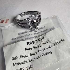 Bomb Party RBP7450 Pure Happiness - Sz 10 Black Onyx Cubic Zirconia Hematite - Picture 1 of 2