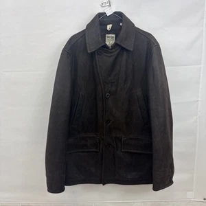 Timberland Brown Button Up Genuine Leather Jacket Men’s Size Uk Medium  - Picture 1 of 15