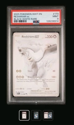 2025 Reshiram ex 173/086 Black White Rare White Flare PSA 9 - Image 1 of 2