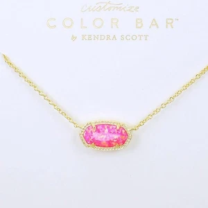 NWOT Kendra Scott Elisa Bright Pink Kyocera Opal Necklace Gold Tone - Picture 1 of 7
