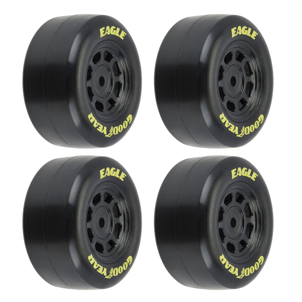 Pro-Line 1/12 Goodyear Eagle Truck/Retro Tire F/R MTD Black Wheels (4) : NASCAR - Image 1 of 4