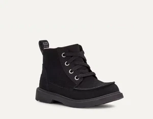 UGG Kinder Chelham Weather schwarze Wildleder Stiefeletten Größe 1 Schnürung seitlicher Reißverschluss Unisex - Bild 1 von 9