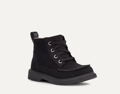 UGG Kids Chelham погоды черная замша ботильоны размер 1 шнурует вверх стороны молнии унисекс - Изображение 1 из 4