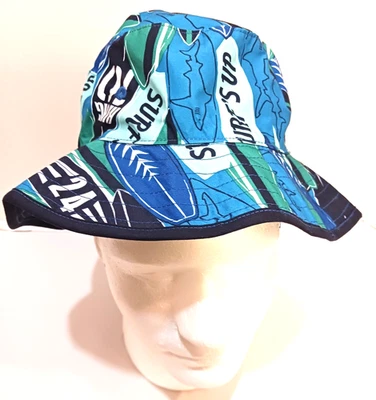 Gymboree Summer Vacation Surf's Up Hang 10 Sun Bucket 帽子 尺寸 小海滩 — 第 1/4 张图片