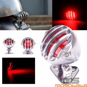 Finned Grill Tail Light For Harley Honda Yamaha Suzuki Kawasaki Chopper Bobber - Foto 1 di 10