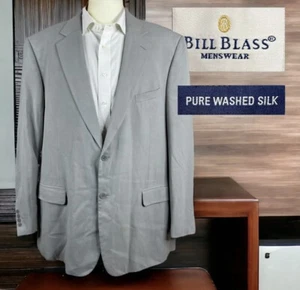 Bill Blass Silk Light Gray Blazer Jacket Men Size 42 L - Picture 1 of 11