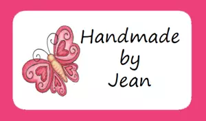 Personalised Handmade by Mini Stickers Labels Butterfly Design X 65 - Picture 1 of 3