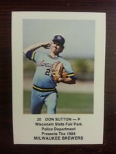 1984 Milwaukee BREWERS Police #20 DON SUTTON Cantonment FLORIDA Hall of Fame