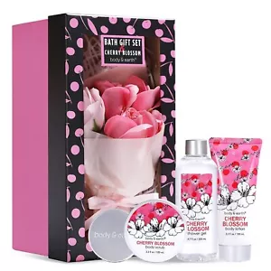 Body and Earth Cherry Blossom bath set womens gift set with flowers xmas gift - Picture 1 of 5