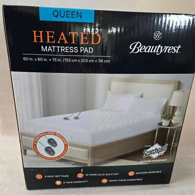 Beautyrest Heated Queen Size Mattress Pad Scotchgard, Dual Controller’s - Image 1 of 4