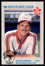 1988 Grand Slam South Atlantic League All-Stars Richie Hebner Myrtle Beach Blue