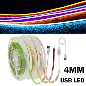 4mm COB 5V USB LED Strip Light Tape for Game Computer PC Decor DIY 480LEDs Color - Picture 1 of 21