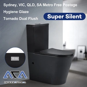 Tornado Silent Black Wall Soft Close Faced Toilet Suite Dual Flush P S Trap WELS - Picture 1 of 9