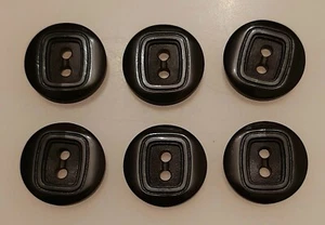 6 x 23mm Large Black Round Plastic Buttons - FJ73k - Picture 1 of 1
