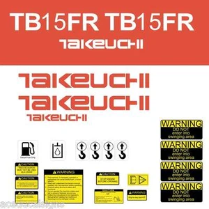TB15FR Decals Takeuchi TB15FR Decal Kit Mini Excavator Sticker - Picture 1 of 1